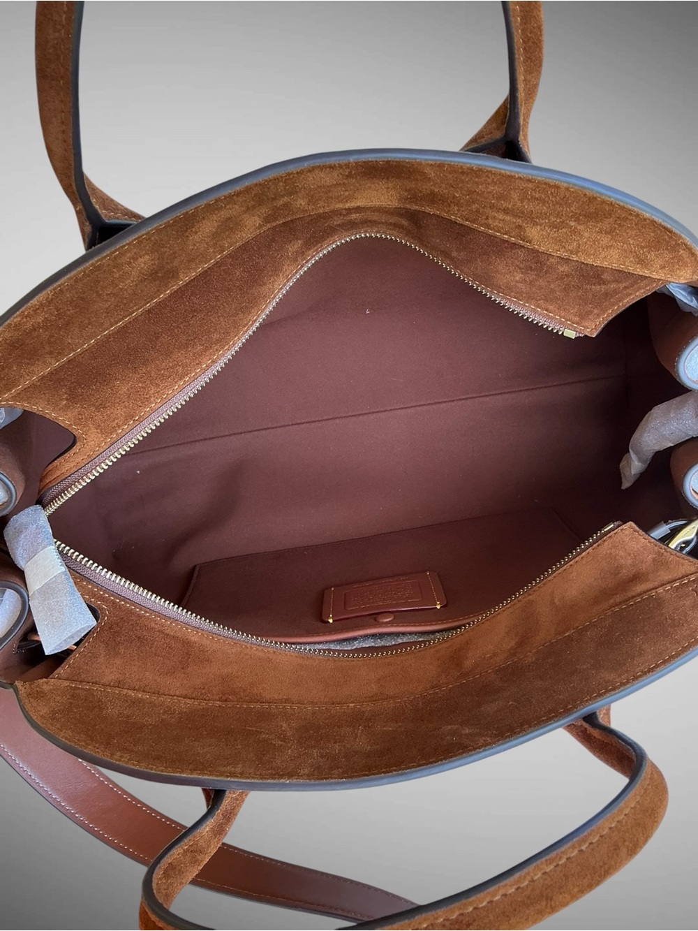NWT Coach Soft Empire Carryall 40 Warm Brown Suede Leather Laptop Bag CBN42 - Picture 14 of 15